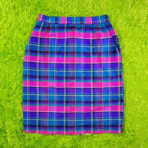 Vintage 80s 90s Evan Picone Vibrant Plaid Pencil Skirt, 12